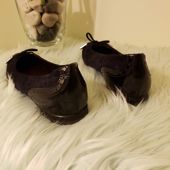 AGL Navy Suede Flats with Black Leather Detail - Picture 5 of 6